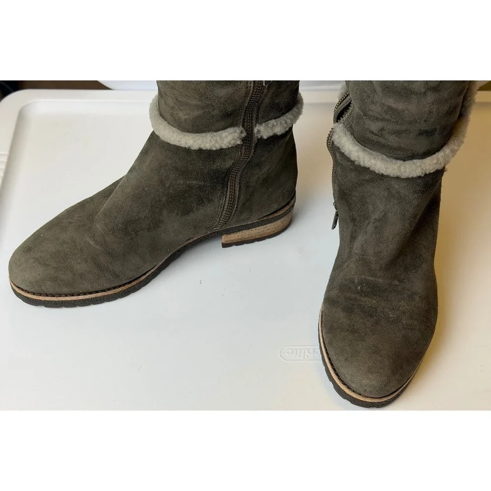 FRYE Tamara Shearling Suede $528 Over Knee Boots Sz 7 Low Heel H2O Resistant EUC